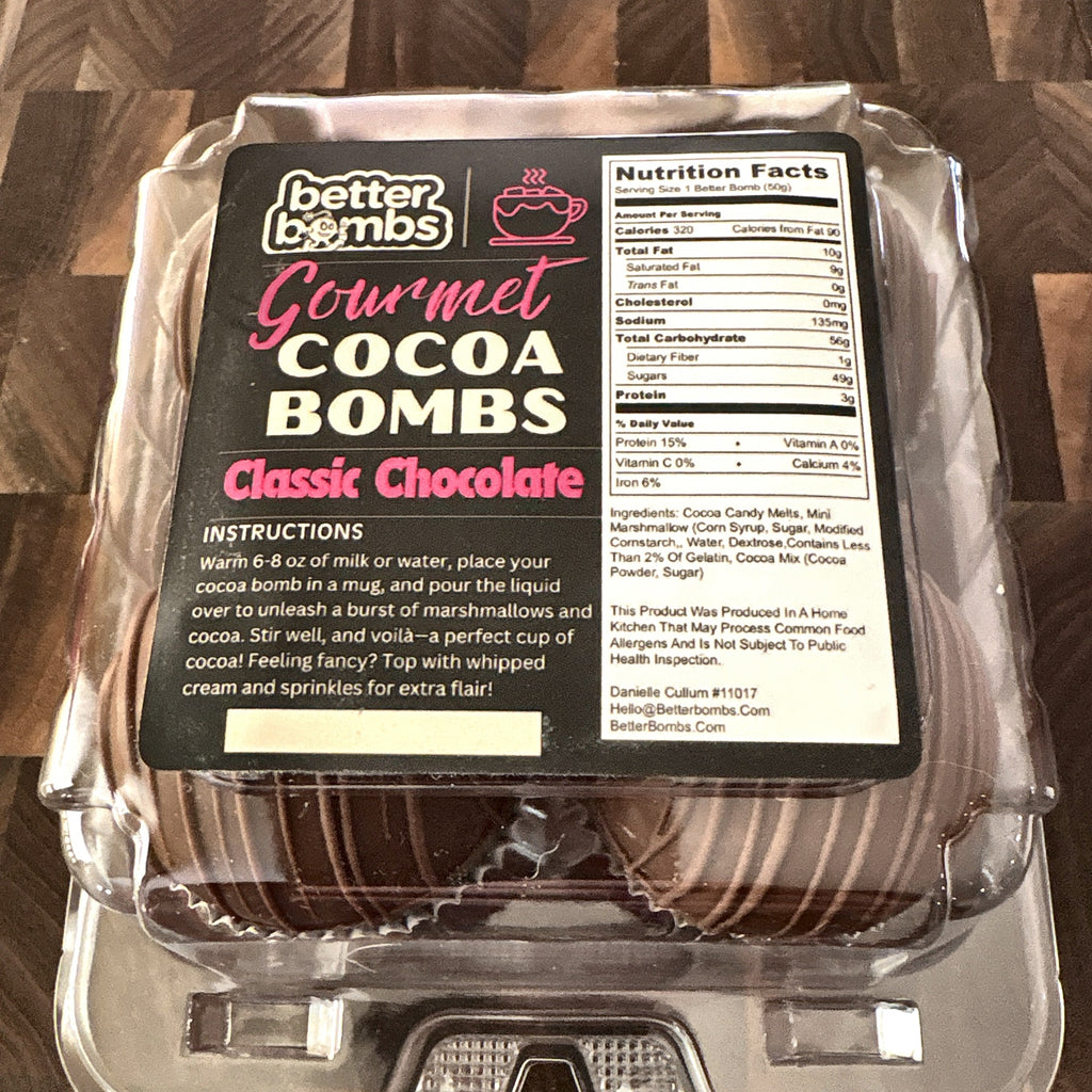 Classic Chocolate Hot Cocoa Bombs 4-Pack | Better Bombs Hot Chocolate Bombs with Marshmallows | Stocking Stuffer, Kids Gift