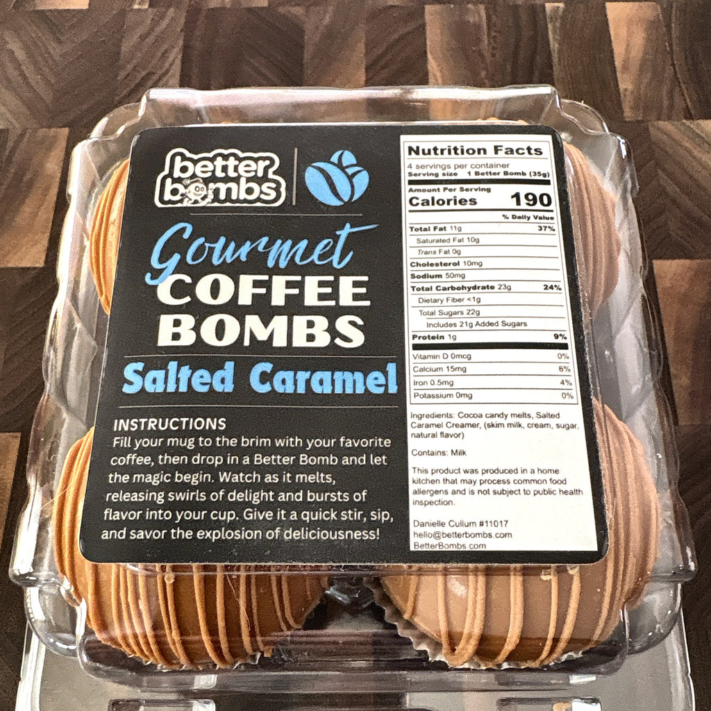 Salted Caramel Coffee Bombs 4-Pack | Better Bombs Gourmet Coffee Creamer Bombs | Coffee Lover Gift, Stocking Stuffer