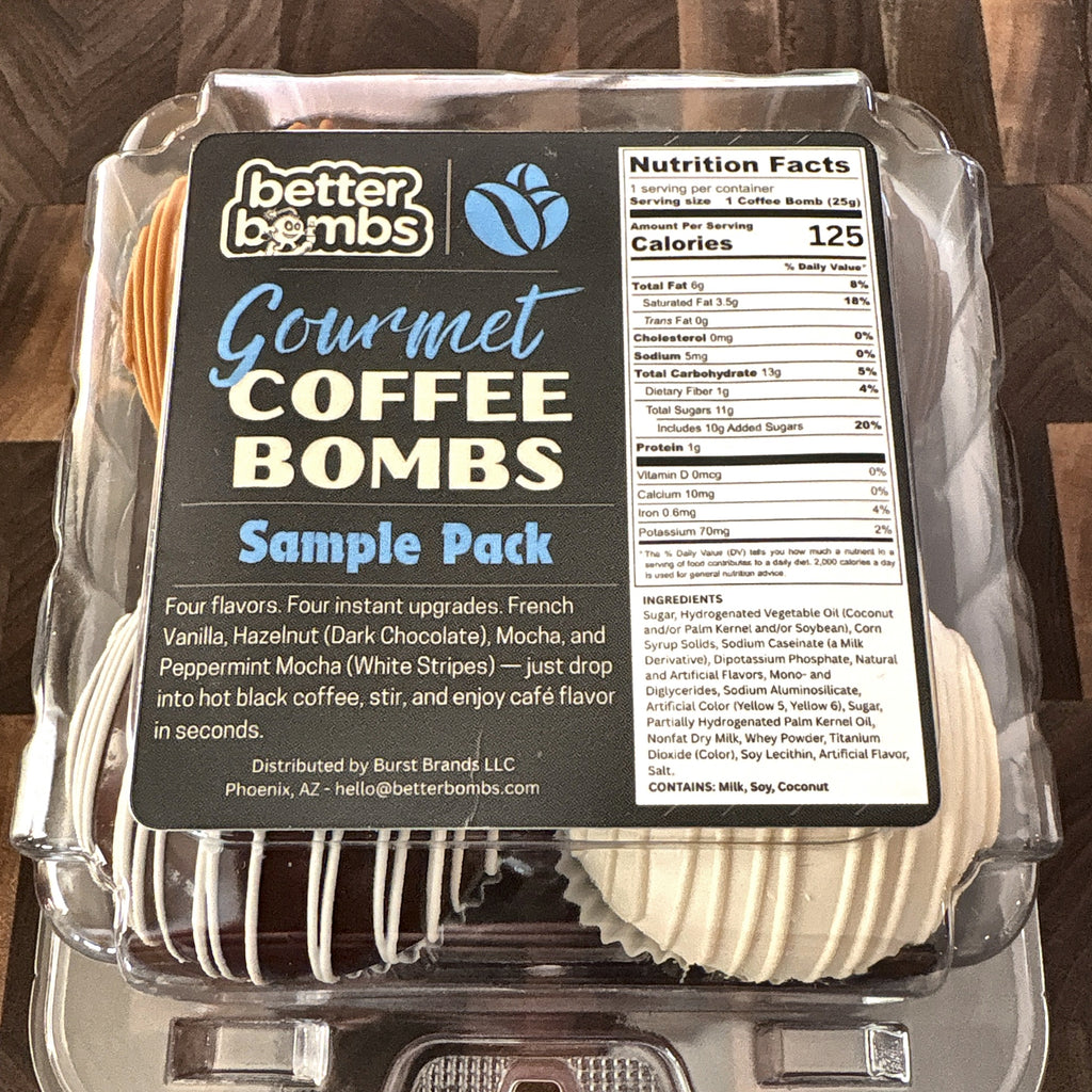 Coffee Bombs Sample Pack | 4 Flavors | Better Bombs Gourmet Coffee Creamer Bombs | Coffee Lover Gift, Stocking Stuffer